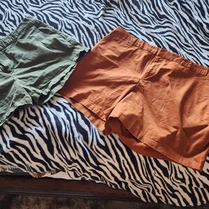 A New Day Green and Orange Cargo Shorts Lightweight Casual Fit